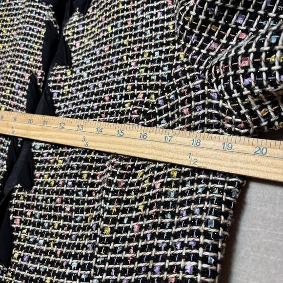 Supply Demand Blazer Jacket L Y2K Multicolor Tweed Ribbon Retro Artsy Statement - Picture 6 of 6